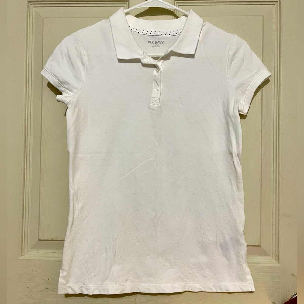 Old Navy Girls Size XLarge White Shortsleeve Polo